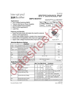 IRFPS35N50LPBF datasheet  